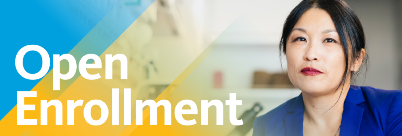 Open Enrollment Header with an Asian Woman